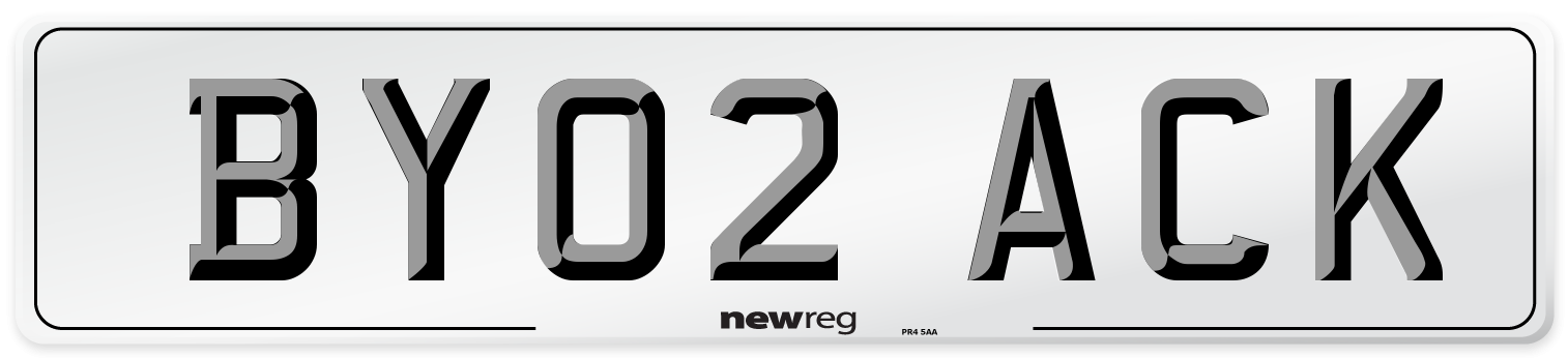 BY02 ACK Number Plate from New Reg